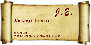 Járányi Ervin névjegykártya