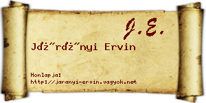 Járányi Ervin névjegykártya
