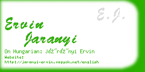 ervin jaranyi business card